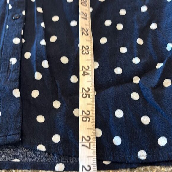 Zara blue white polka dot shirt top 3/4 sleeve Sz S button down - Picture 9 of 10